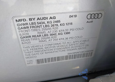2019 Audi Q5 45 Premium from USA, damaged, VIN WA1BNAFY4K2099498